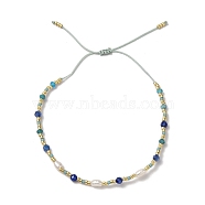 Miyuki Seed Bead and Natural Kyanite Braided Bracelets, with Nylon Cord, Blue, Inner Diameter: 1-3/4~3 inch(4.5~7.6cm)(BJEW-C061-04)