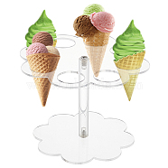 Transparent Acrylic Ice Cream Cone Display Stands, 8-Hole Food Cone Holders, Flower Shape with Iron Screw, Clear, 12.5x0.5cm(ODIS-WH0029-29)