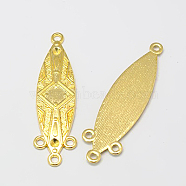 Tibetan Style Connector Rhinestone Settings, Lead Free & Cadmium Free & Nickel Free, Oval, Golden, about 44.5mm long, 11.5mm wide, 1.5mm thick, hole: 2mm(TIBEP-EA359Y-G-FF)