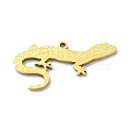 201 Stainless Steel Pendants, Laser Cut, Gecko Charm, Golden, 14x30x1.5mm, Hole: 1.6mm(STAS-R118-12G)