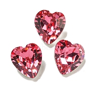 Glass Rhinestone Cabochons, Flat Back & Back Plated, Faceted, Heart, Rose, 6.5x6x4mm(RGLA-L029-16A-209)