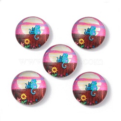 Glass Stickers, Self Adhesive Craft Stickers, Half Round, Sunflower Pattern, 12x4mm(GLAA-B006-01E)