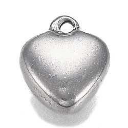 Tarnish Resistant 304 Stainless Steel Charms, Heart, Stainless Steel Color, 7.5x6x2.5mm, Hole: 0.9mm(STAS-I166-13A)