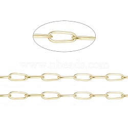3.28 Feet Ion Plating(IP) 304 Stainless Steel Paperclip Chains, Soldered,, Golden, 4.8x2.5x0.5mm, about 65.61 Feet(20m)/roll(X-CHS-F010-01B-G)