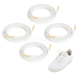 Imitation Leather Shoe Laces, Flat Shoelace, White, 1408x7x1mm(FIND-WH0110-387A)