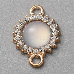 Alloy Crystal Rhinestone Connector Charms, Light Gold, with Resin, Flower Links, White, 23x16.5x5mm, Hole: 2.6mm(ALRI-TAC0001-19L)
