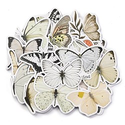 Butterfly 50Pcs Paper Scrapbook Stickers, for DIY Album Scrapbook, Diary Decoration, White, 30~67x39~79x0.2mm(DIY-I114-01A)