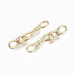 Brass Hook and S-Hook Clasps, Nickel Free, Real 18K Gold Plated, 18x5.5x2mm, 12x4.5x2.5mm(X-KK-S356-113G-NF)