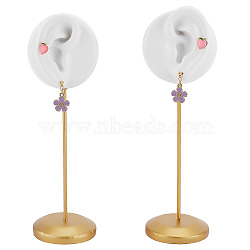 DELORIGIN 2Pcs 2 Styles Resin Ear Shaped Earring Stud Display Stands, Jewelry Holder for Earrings with Golden Plated Metal Base, WhiteSmoke, 5.4x5.75x19cm, Hole: 1.5mm, 1pc/style(EDIS-DR0001-04)