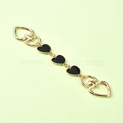 Alloy Enamel Heart Link Bag Chain, with Swivel Clasps, for Bag Replacement Accessories, Light Gold, Black, 16.6cm(FIND-YW00003-01)