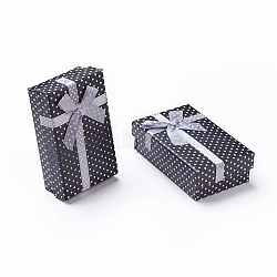Cardboard Necklace Boxes with Bowknot and Sponge Inside, for Necklaces and Pendants, Rectangle, Black, 80x50x25mm(CBOX-R012-4)