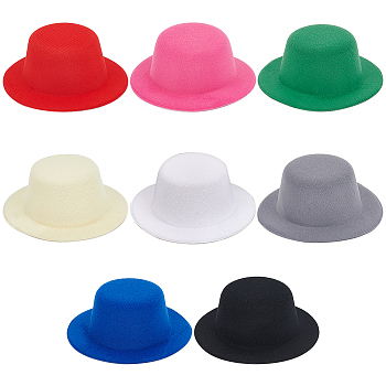 8Pcs 8 Colors EVA Cloth Mini Hat Fascinator Base, for DIY Crafts Hair Accessories Decoration, Mixed Color, 135x53mm, Inner Diameter: 82.5mm, 1pc/color