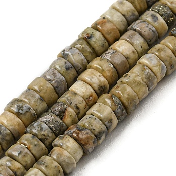 Natural Pyrite Beads Stands, Dyed, Heishi Beads, Flat Round/Disc, 4~4.5x2mm, Hole: 0.9mm, about 187~190pcs/strand, 15.51~15.75''(39.4~40cm)