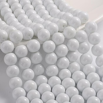 Painted Glass Bead Strands, Baking Paint, Round, WhiteSmoke, 10mm, Hole: 1.3~1.6mm, about 80pcs/strand, 31.4 inch