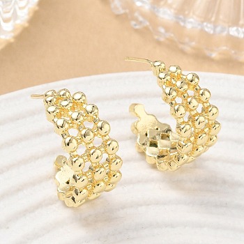 Brass Stud Earrings, Half Hoop Earrings, Golden, 22x23x6.5mm