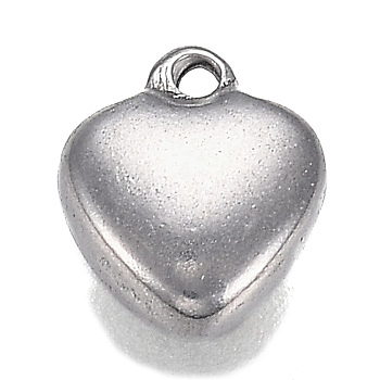 Tarnish Resistant 304 Stainless Steel Charms, Heart, Stainless Steel Color, 7.5x6x2.5mm, Hole: 0.9mm