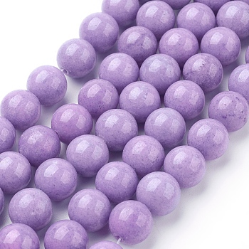 Natural Mashan Jade Round Beads Strands, Dyed, Blue Violet, 10mm, Hole: 1mm, about 41pcs/strand, 15.7 inch