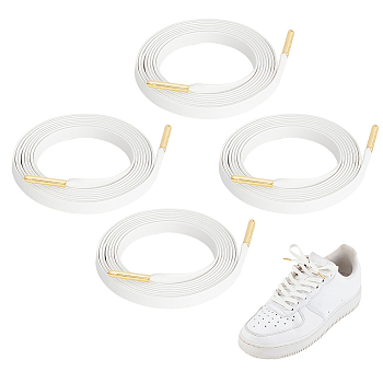 Imitation Leather Shoe Laces, Flat Shoelace, White, 1408x7x1mm