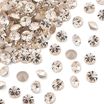 Preciosa&reg MAXIMA Crystal Round Stones, Czech Crystal, Dura Foiling, Round(431 11 615 Chaton), 00520 Light Gold Quartz, SS10/PP21(2.7~2.9mm)