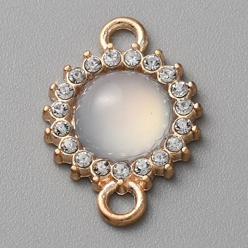 Alloy Crystal Rhinestone Connector Charms, Light Gold, with Resin, Flower Links, White, 23x16.5x5mm, Hole: 2.6mm