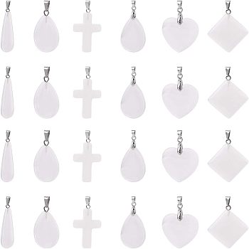 Opalite Pendants, with Iron and Brass Bails, Mixed Shapes, 24pcs/box