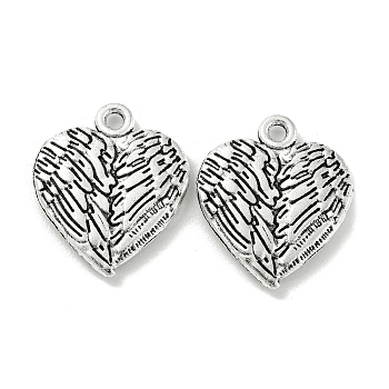Tibetan Style Alloy Pendants, Heart Charms, Nickel, Antique Silver, 21x18x2.5mm, Hole: 1.8mm
