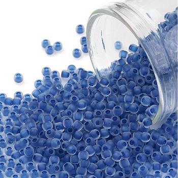 TOHO Round Seed Beads, Japanese Seed Beads, (189FM) Royal Blue Lined Sapphire Rainbow Matte, 11/0, 2.2mm, Hole: 0.8mm, about 5555pcs/50g