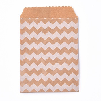 Kraft Paper Bags, No Handles, Food Storage Bags, BurlyWood, Wave Pattern, 15x10cm