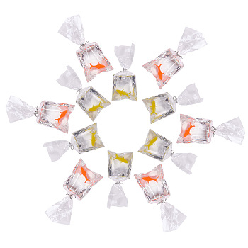 Resin Pendants, Goldfish Water Bag Shape, Mixed Color, 54.5~56.5x23.5~24x10.5mm, Hole: 2.5mm, 12pcs/set