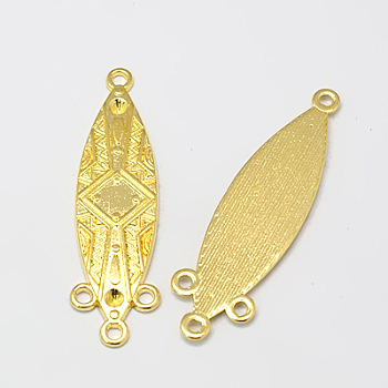 Tibetan Style Connector Rhinestone Settings, Lead Free & Cadmium Free & Nickel Free, Oval, Golden, about 44.5mm long, 11.5mm wide, 1.5mm thick, hole: 2mm