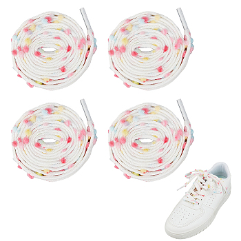 4 Pairs Rainbow Polka Dot Cotton Shoelaces, Shoe Decorations, Flat, 1200x11x3mm