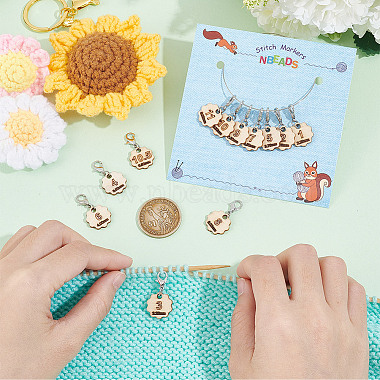 12Pcs 12 Style Flower with Number Pendant Locking Stitch Markers(HJEW-AB00641)-3