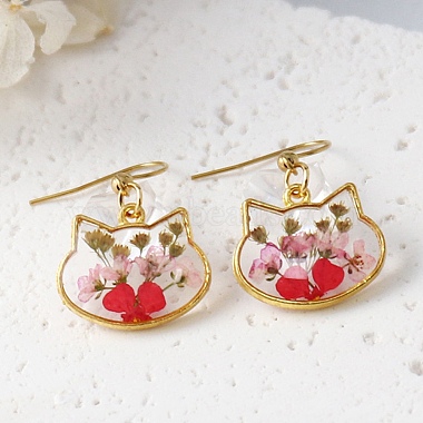 Alloy & Dried Flower Dangle Earrings(EJEW-Z169-01G-03)-1