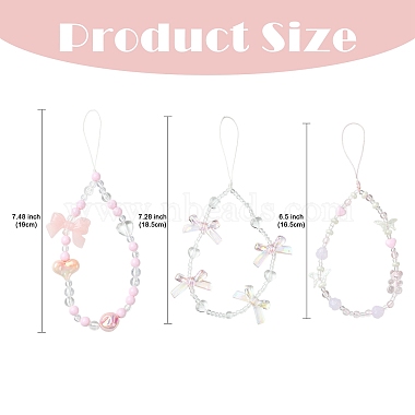 3Pcs 3 Styles Plastic Mobile Straps(MOBA-SZ0001-24)-2