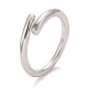 304 Stainless Steel Minimalist Open Cuff Ring with Clear Cubic Zirconia for Women(RJEW-A005-01P)-1