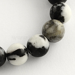 Round Natural Zebra Jasper Beads Strands, 10.5mm, Hole: 1.2mm, about 37~40pcs/strand, 14.9~15.1 inch(38~38.5cm)(G-R253-10mm)