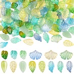 140Pcs 14 Styles Handmade Lampwork Pendants, Mixed Leaf Charms, Mixed Color, 19x10mm(LAMP-YW0001-74)