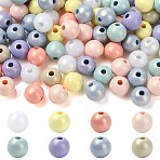 100Pcs Spray Painted Resin Beads, Rubberized Style, Round, Mixed Color, 11.3x11.7mm, Hole: 1.5mm(RESI-CJ0005-04)
