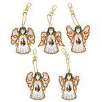 DIY Keychain Diamond Painting Kits, including Acrylic Pendant, Diamond, Diamond Drill Tool, Ball Chain, Swivel Clasp, Angel Pattern, Pendant: 75x56~70mm, 5pcs/set(DIAM-PW0001-120)