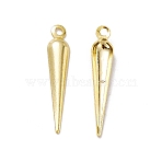 Rack Plating Brass Pendant, Cadmium Free & Lead Free, Cone Charm, Real 24K Gold Plated, 15x3x1mm, Hole: 1mm(KK-A172-01G)