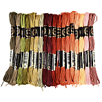 Polyester Embroidery Threads, Cross Stitch Threads, Segment Dyed, Mixed Color, 0.5~2mm, about 8.75 Yards(8m)/Skein, 18 colors, 1 skein/color, 18 skeins/set(OCOR-WH20074-13B-03C)