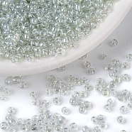 Round Glass Seed Beads, Trans. Colours Lustered, Clear, Size: about 2mm in diameter, hole: 1mm, about 3306pcs/50g(X-SEED-A006-2mm-101)