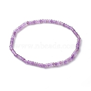 Faceted Rondelle Natural Amethyst Beads Stretch Bracelets, Reiki February Birthstone Jewelry for Her, Inner Diameter: 2-3/8 inch(6.1cm)(BJEW-JB06383-02)