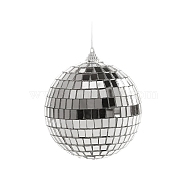 Plastic Disco Ball Pendant Decoration, Glass Mirror Mosaic Craft Decoration Sphere, Silver, 40mm(X-XMAS-PW0002-01C)