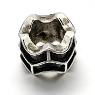 Retro 304 Stainless Steel Beads, Column, Antique Silver, 8x11mm, Hole: 6mm(STAS-E086-19AS)