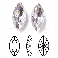 Imitation Austrian Crystal Glass Rhinestone, Grade A, Pointed Back & Back Plated, Horse Eye, Silver Shade, 10x5x3mm(RGLA-K007-5X10-001SS)