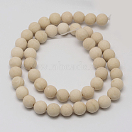 Natural Fossil Beads Strands, Frosted, Round, 14mm, Hole: 1mm, about 27pcs/strand, 15 inch(G-D694-14mm)