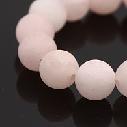 Frosted Natural Rose Quartz Round Bead Strands, 10mm, Hole: 1mm, about 19pcs/strand, 7.5 inch(G-M272-06-10mm)