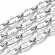 304 Stainless Steel Chains, Oval Link Chains, with Spool, Unwelded, Nickel Free, Stainless Steel Color, 13.5x6.5x1.5mm, 6.5x4.5x2mm, about 32.81 Feet(10m)/roll(CHS-T003-11P-NF)