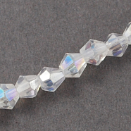 Glass Beads Strands, AB Color Plated, Faceted, Bicone, Clear AB, 2x3mm, Hole: 0.5mm, about 200pcs/strand, 16.5 inch(X-EGLA-S056-2mm-04)